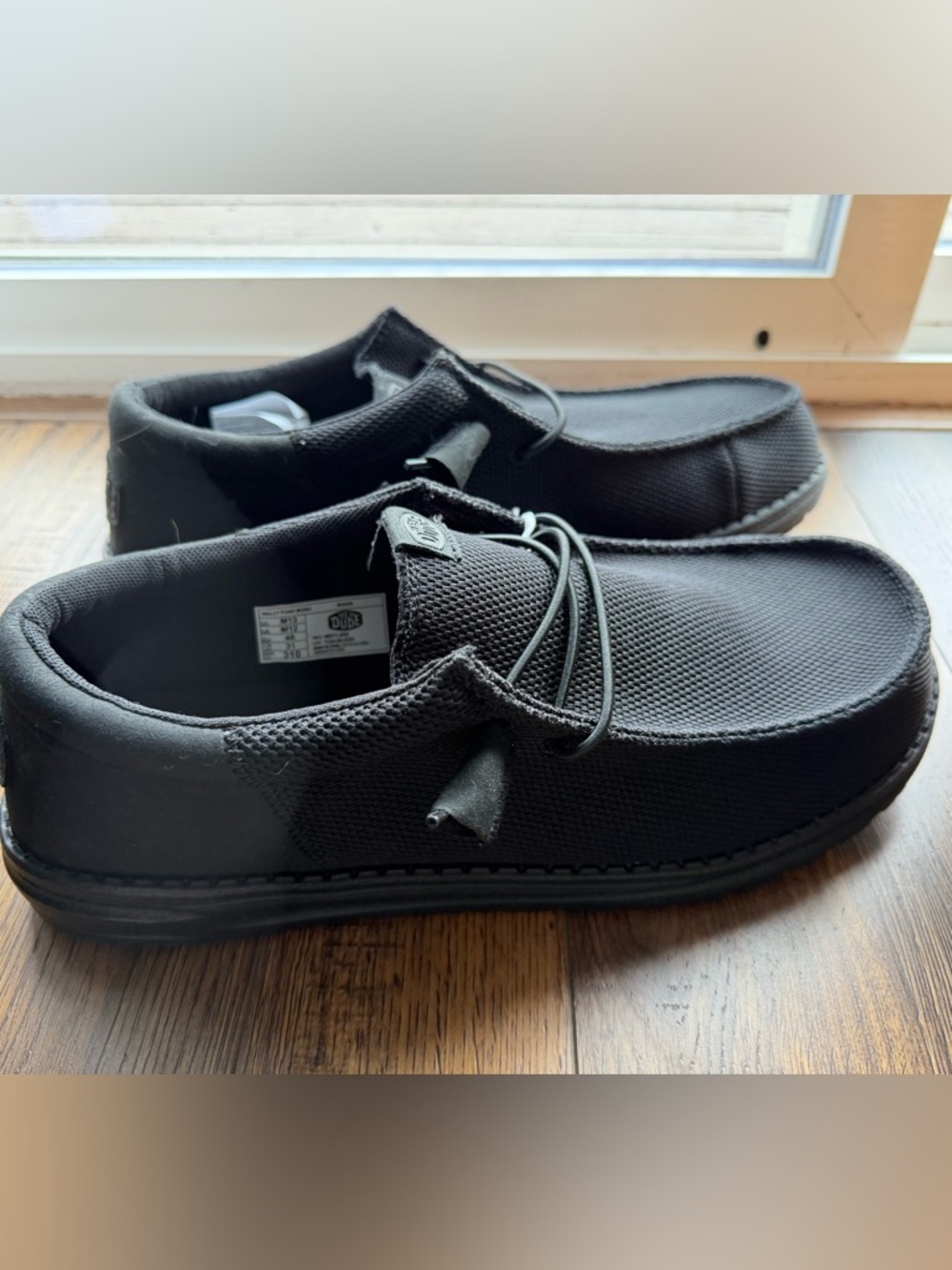NWT Hey Dude Men’s Black Knit Slip-On Loafers Size 13, Runs Small, Fits like 12